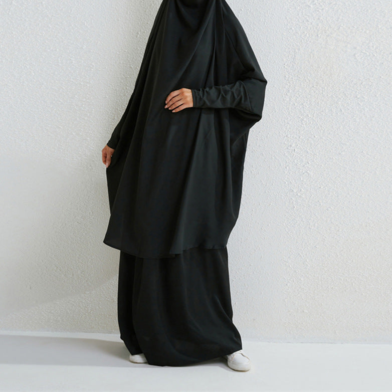 Muslim Fashion Plus Size Two-piece Suit Arabic Djellaba Solid Color - Chic Angle